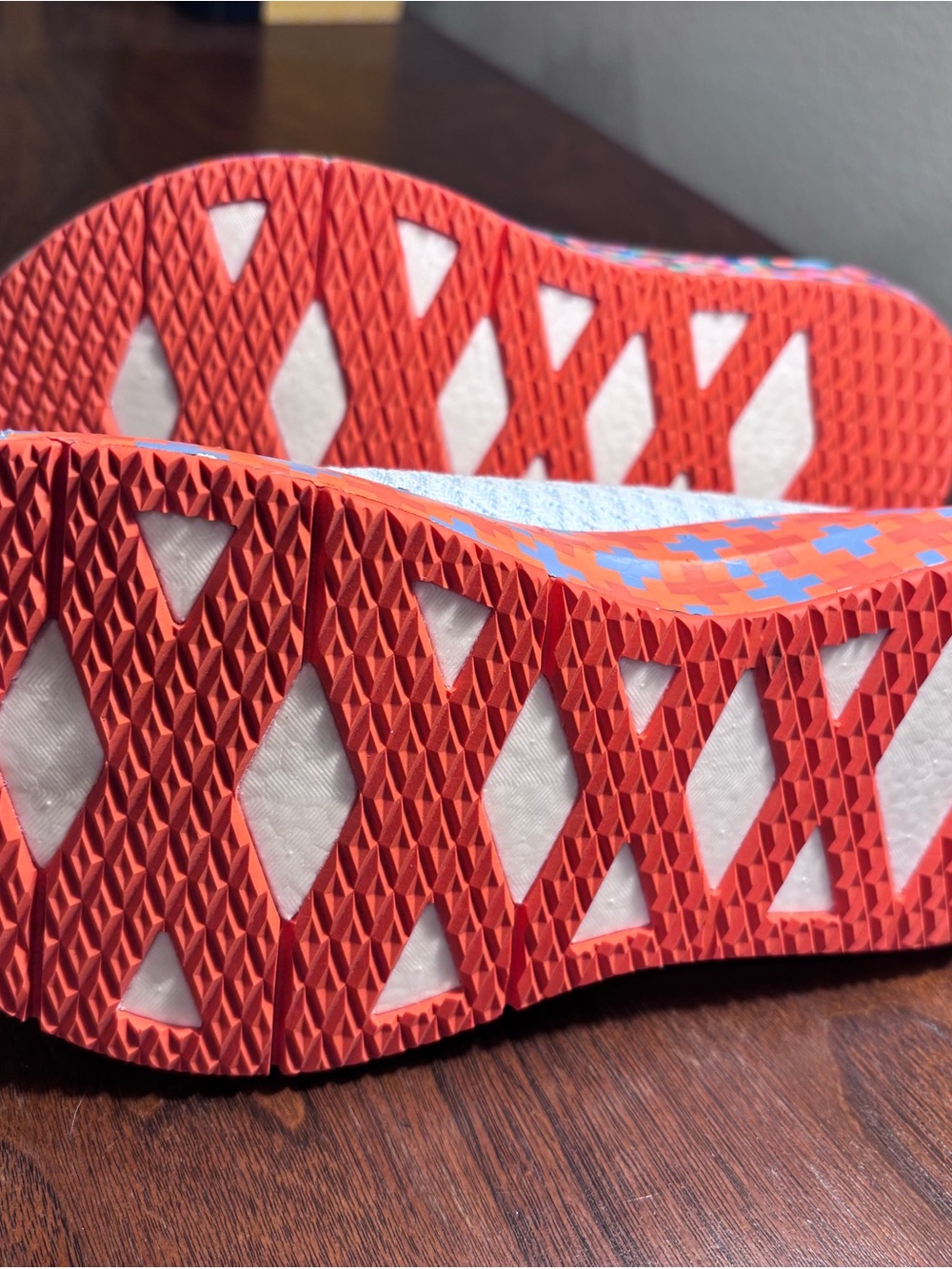 NOBULL Pale Blue Knit Sneaker with Multicolor Mosaic Sole NEW - Picture 3 of 4
